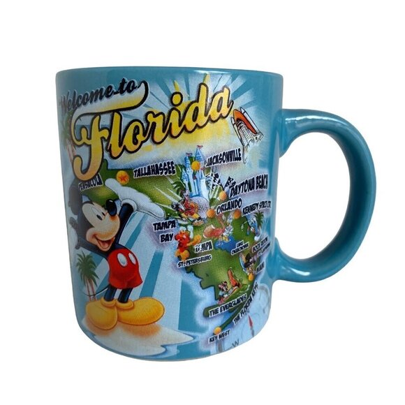 Mickey Mouse Welcome to Florida Disney Blue Coffee Mug - Picture 1 of 7